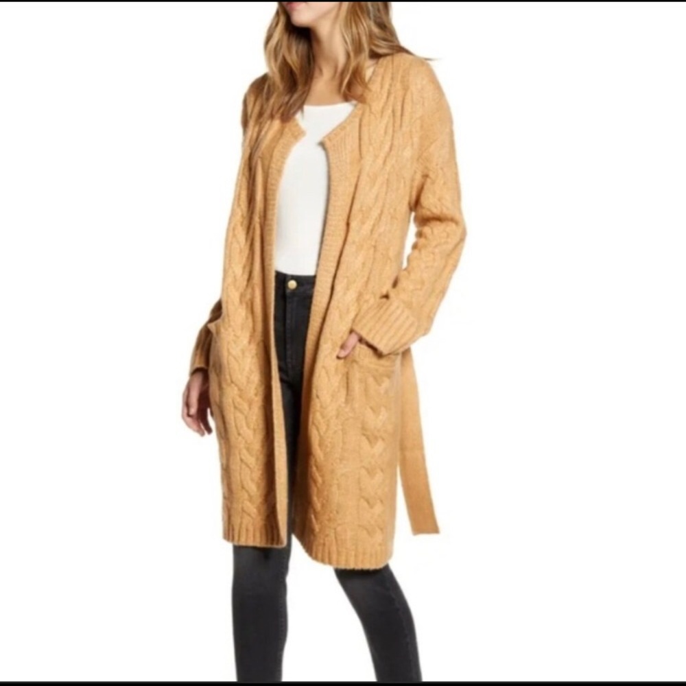 Rachel Parcell Belted Cable Cardigan